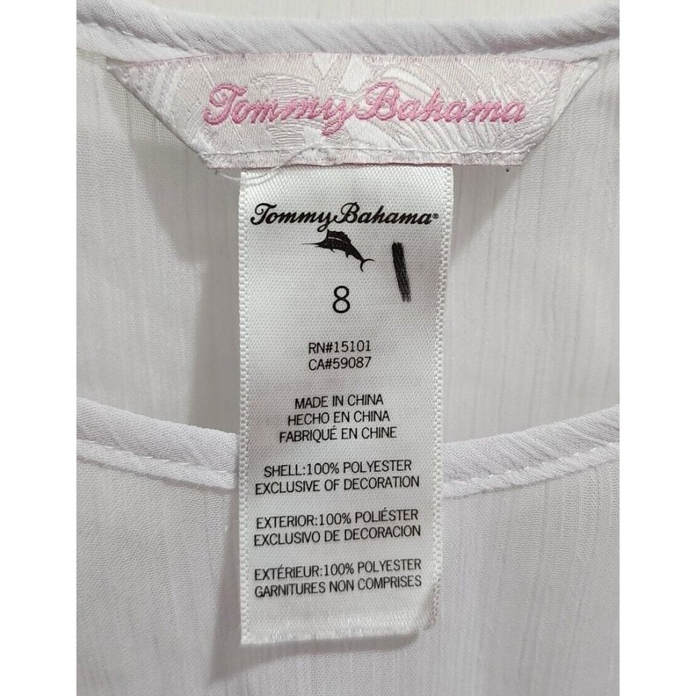 Tommy Bahama Girls White Sheer Sleeveless Dress Cover Up Beach Swim Size 8 - Picture 6 of 10